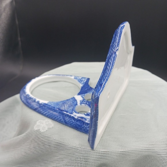 VTG Delft Blue style Toothbrush Cup Holder Wall Mnt Porcelain fishing village - Picture 7 of 13